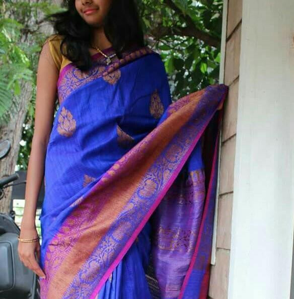 Rich Blue Banaras Dupion Silk Saree