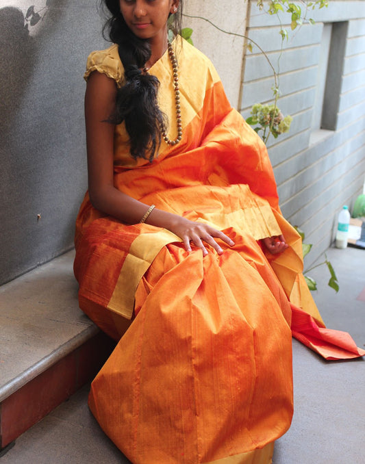 Mustard yellow Raw Silk