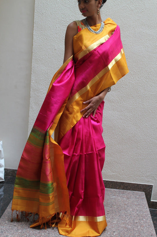 Pink Bendex Silk Saree