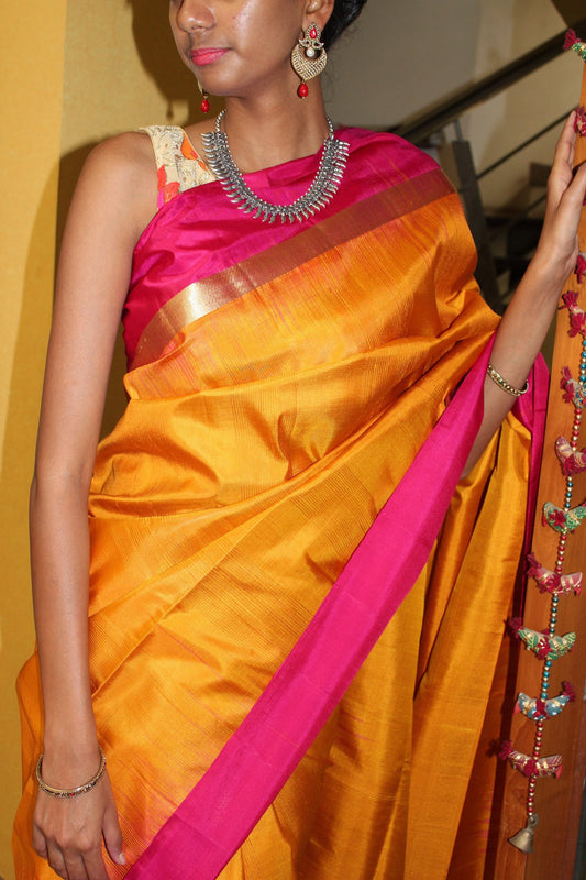 Mustard Yellow Bendex Silk Saree