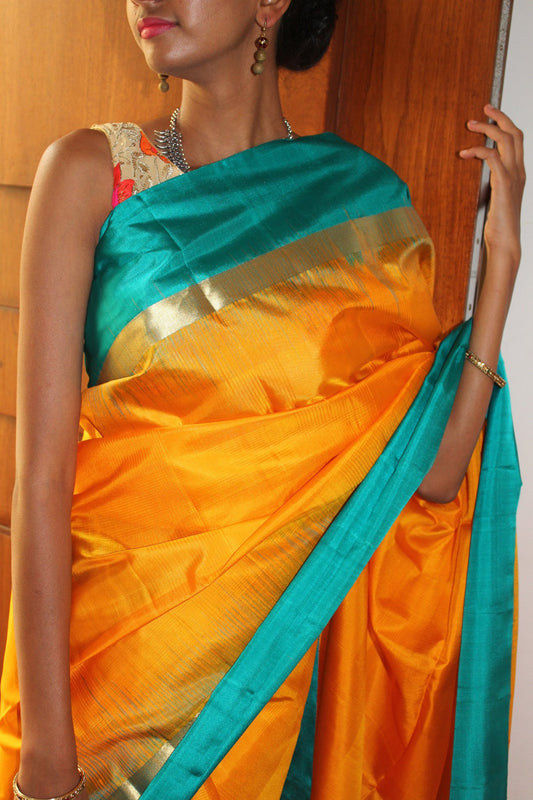 Yellow Bendex Silk Saree