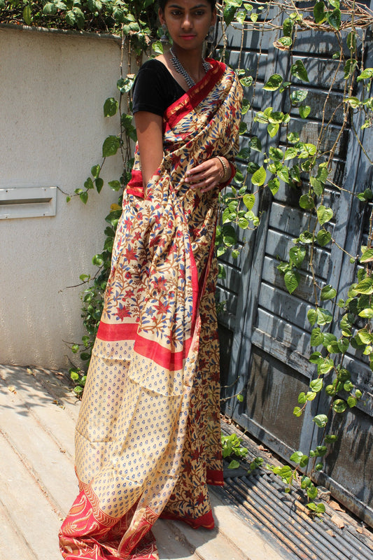 Bagru Woven Chanderi Saree