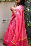 Rich Pink Maheshwari handwoven saree