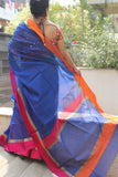 Cobolt Blue Maheshwari handwoven saree
