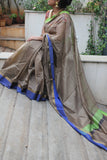 Dark Beige Maheshwari handwoven saree