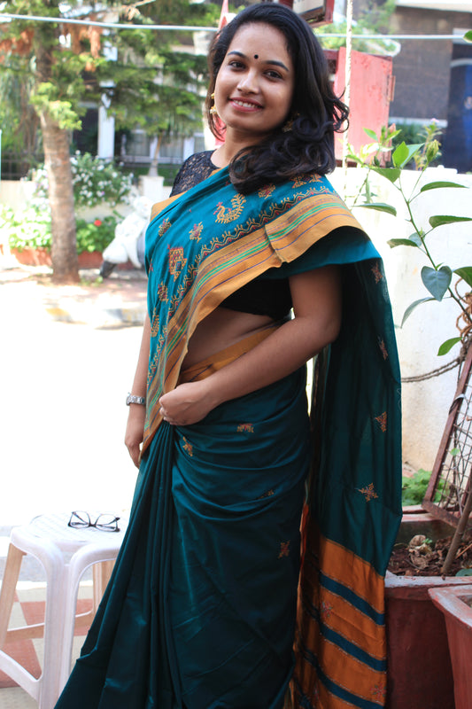 Green Kasauti Handloom Silk Cotton Saree