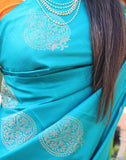 Turquoise blue  Kanjeevaram Silk Saree