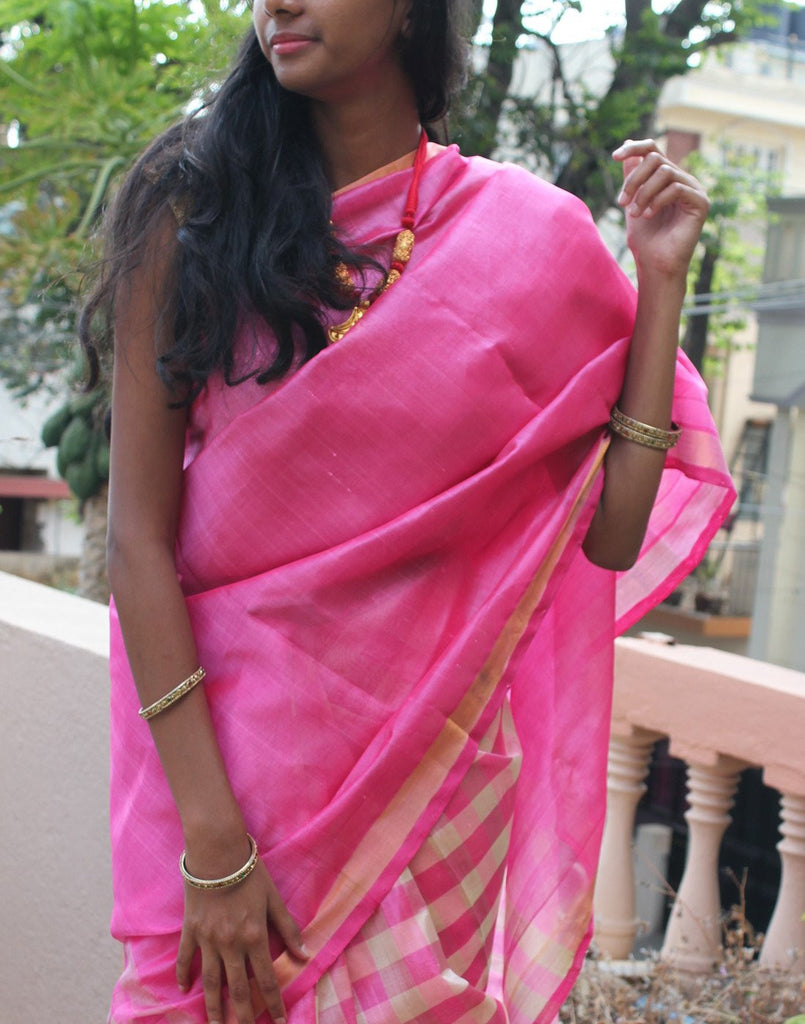 Pink Kanchi Silk Cotton Saree