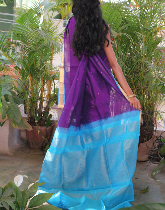 Purple Kanchi Silk Cotton Saree