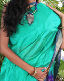 Turquoise Green Kanchi Silk Cotton Saree