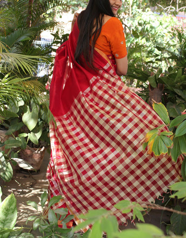 Red Kanchi Silk Cotton Saree