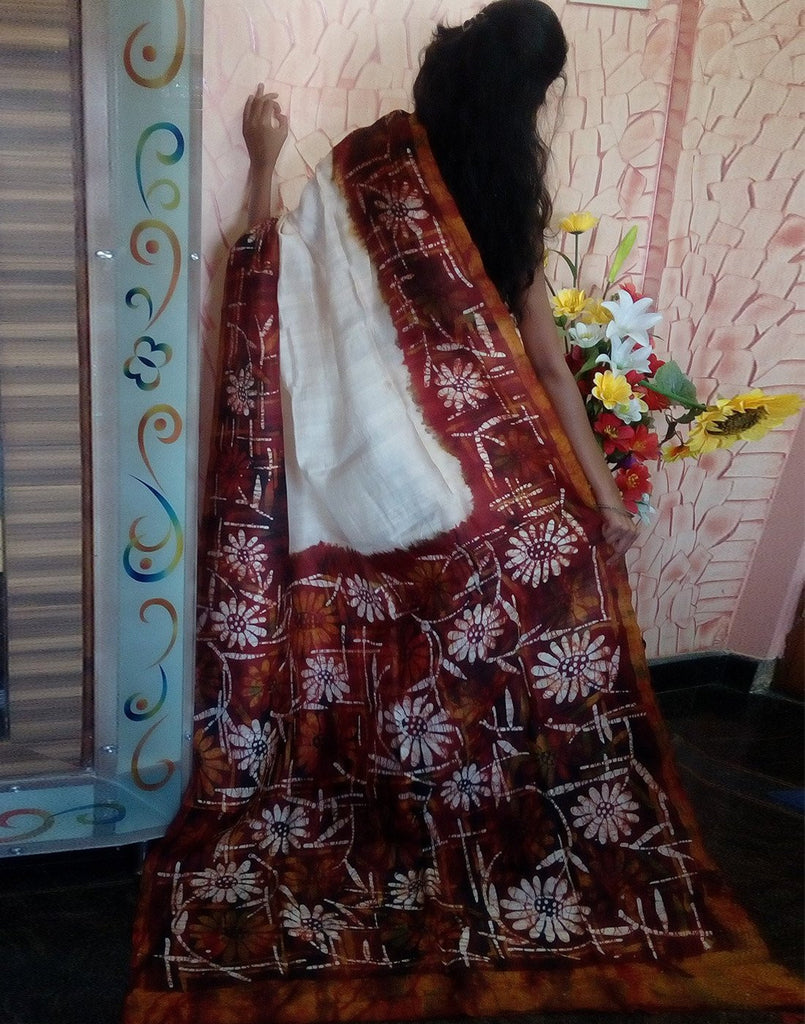 Floral Handpainted Bishnupuri Silk Saree