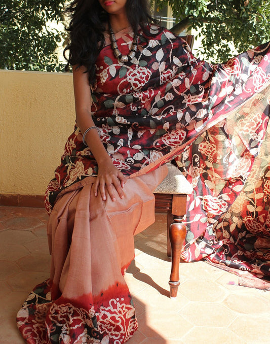 Multicolored Handpainted Bishnupuri Silk Saree