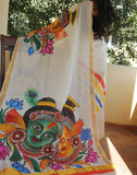 Kerala Kasavu Handpainted Cotton Saree