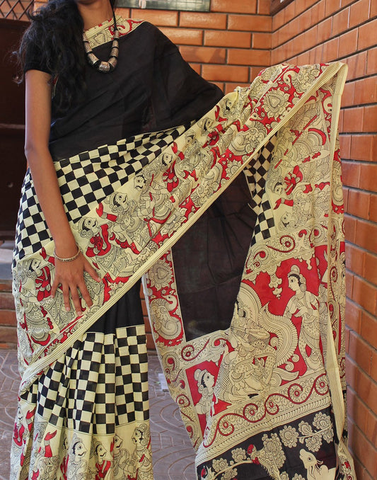 Handpainted Mulmul Cotton Saree