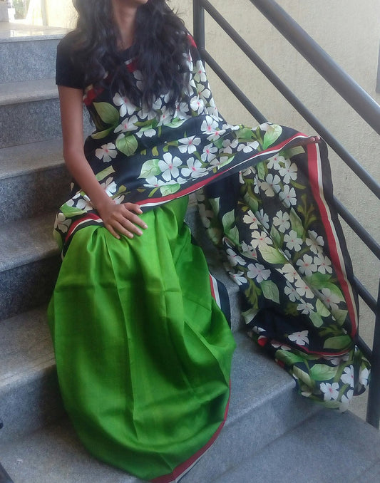 Floral Handpainted Bishnupuri Silk Saree