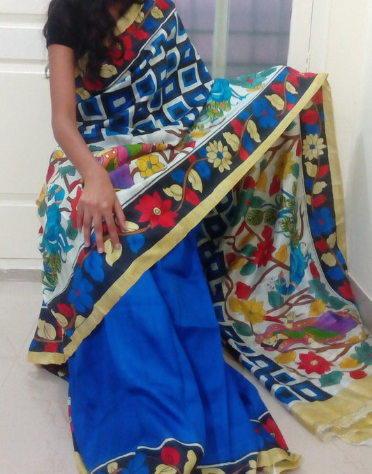 Block Handpainted Bishnupuri Silk Saree