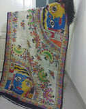 Multicoloured Handpainted Bishnupuri Silk Saree