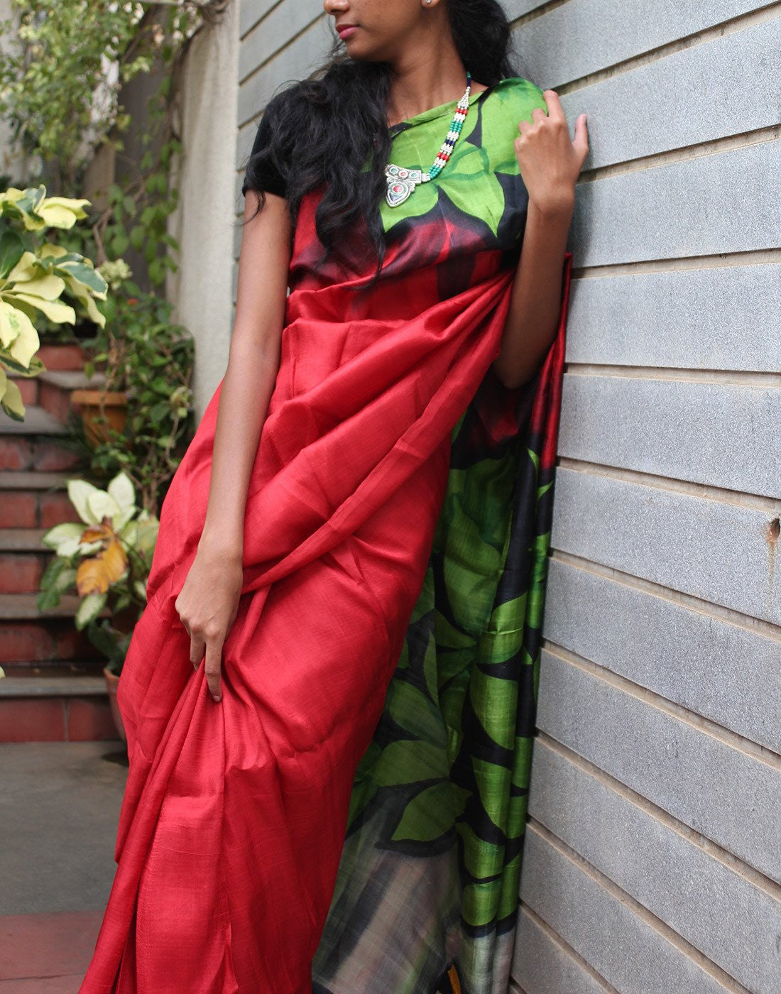 Red Handpainted Bishnupuri Silk Saree