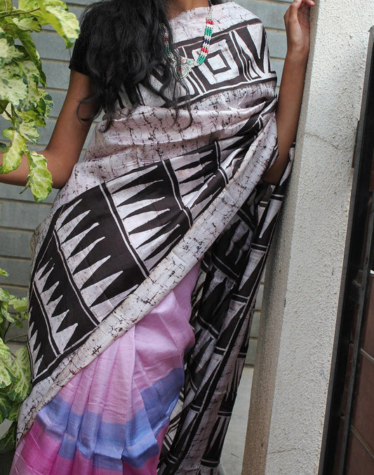 Batic Prints Handpainted Bishnupuri Silk Saree