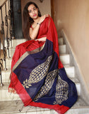 Striking Red Bengal Handloom Silk Saree