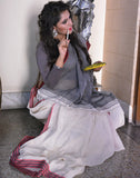 White And Grey Bengal Handloom Saree