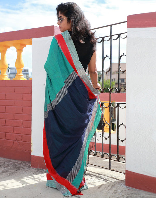 Turquoise Khadi Saree