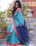 Turquoise Khadi Saree