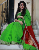 Parrot Green Reshum Saree