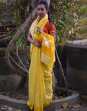 Yellow Silk Shibori Saree