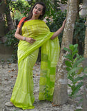 Leaf Green Silk Shibori Saree