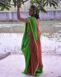 Green Handloom Ahinsa Silk Saree