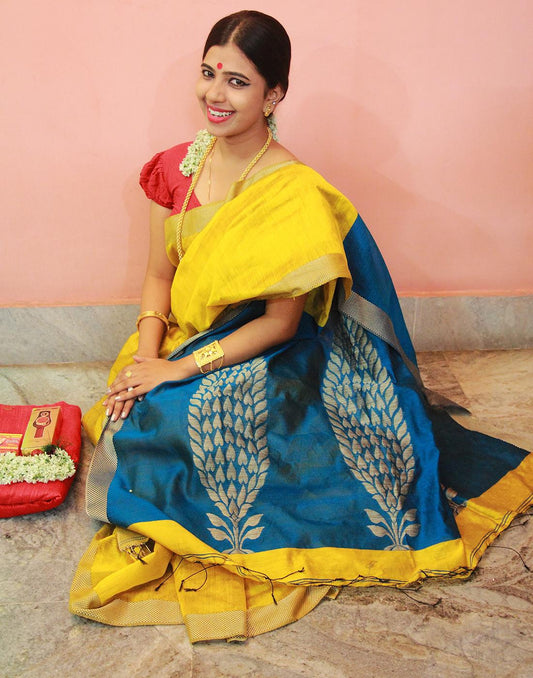 Mustard Yellow Ahinsa Silk Cotton Handloom Saree