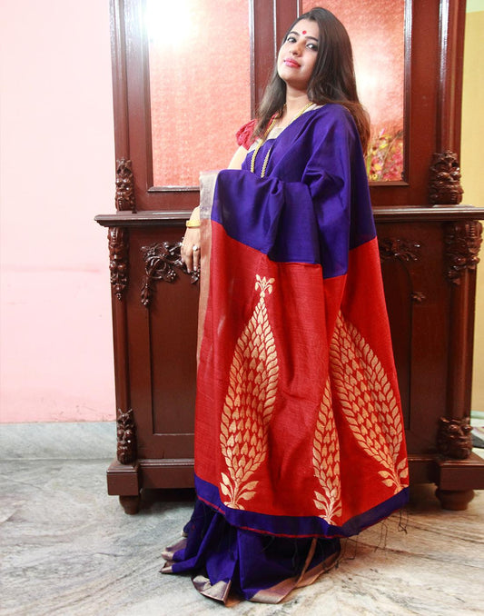 Blue Silk Cotton Handloom Saree