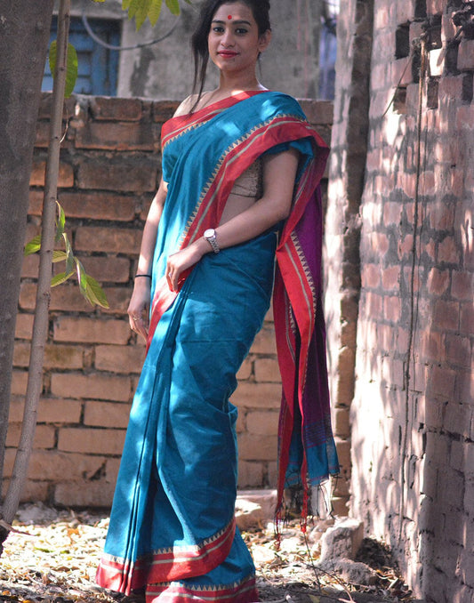 Blue Bengal Cotton Silk