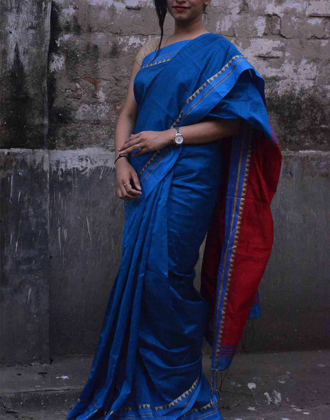 Royal Blue Bengal Cotton Silk