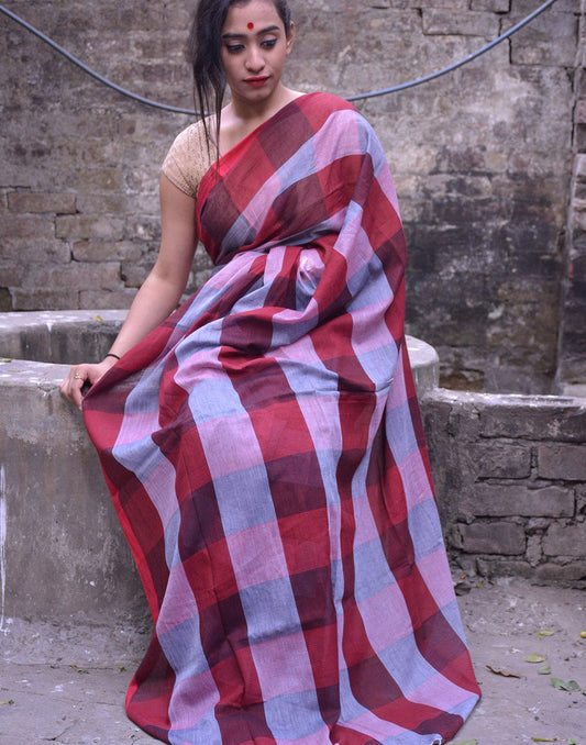 Muslin Cotton Gamcha Checks Saree