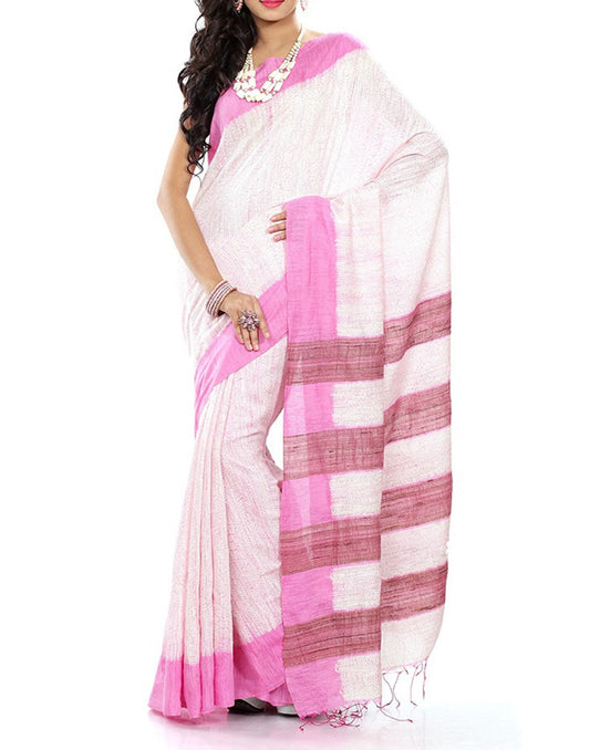 Offwhite Linen Handloom Saree