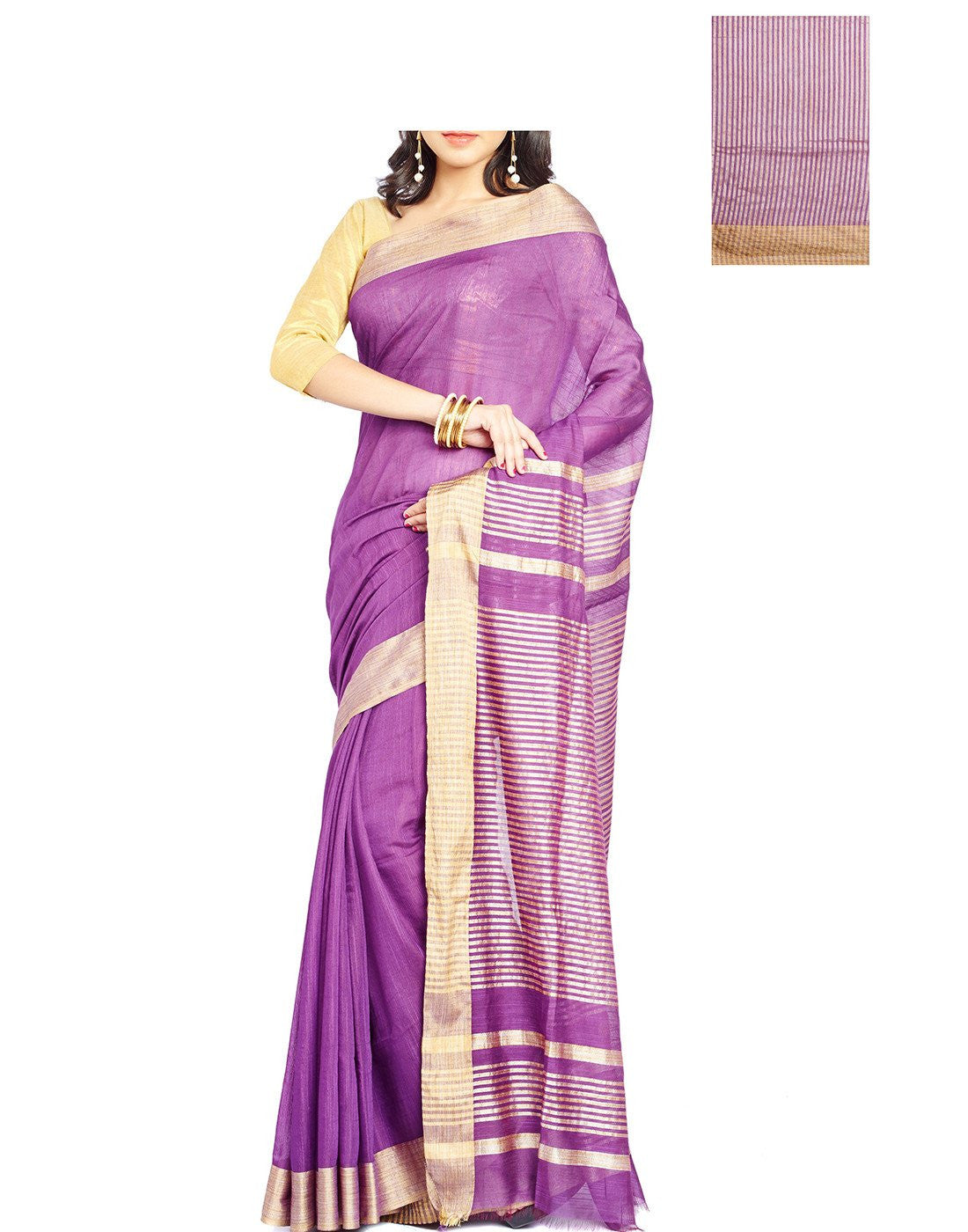 Lavender Tussar Silk Saree