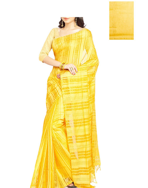Rich Yellow Tussar Silk Saree