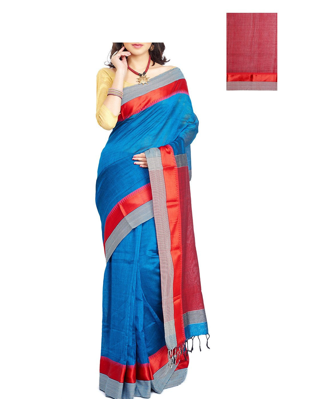 Blue Kolkota Handloom Saree