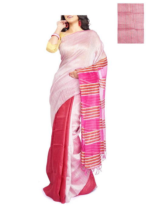 Offwhite Tussar Silk Saree