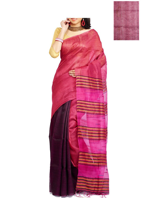 Rich Red Tussar Silk Saree