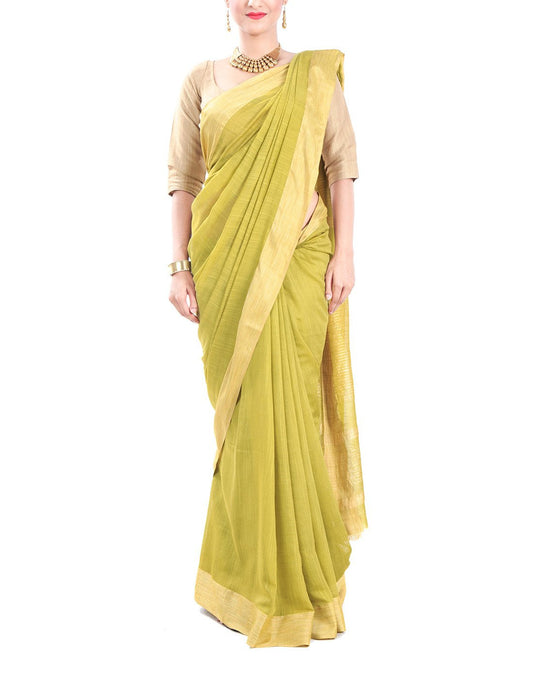 Pista Green Tussar Silk Saree