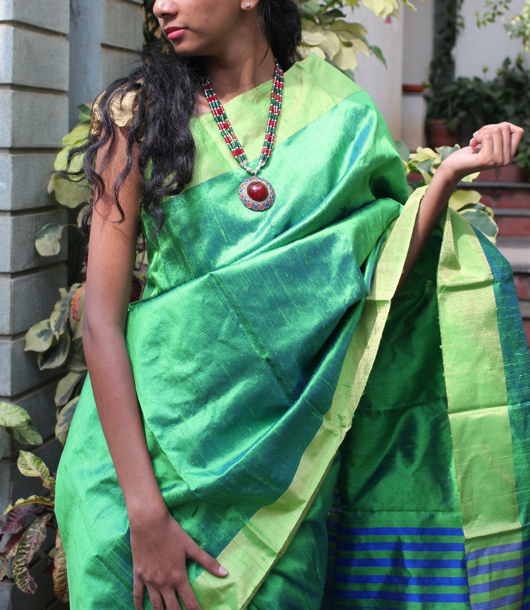 Green Raw Silk