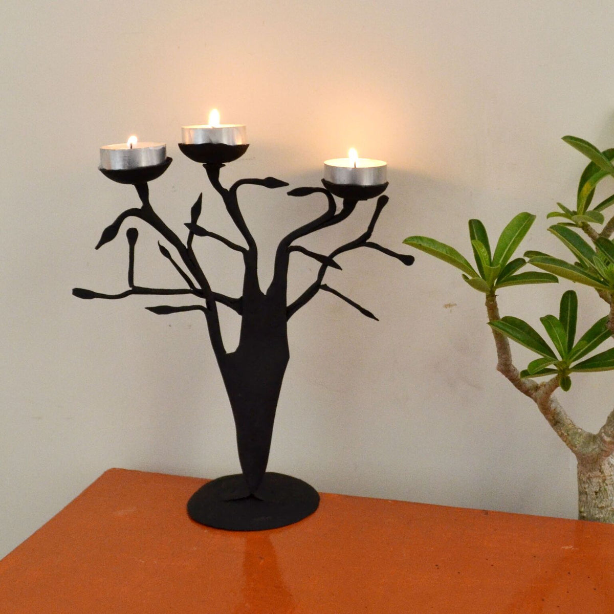 Wrought Iron Tree Candle Holder