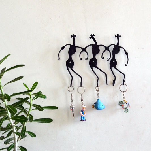 Wrought Iron 6 Hook Tribal key chain Holder