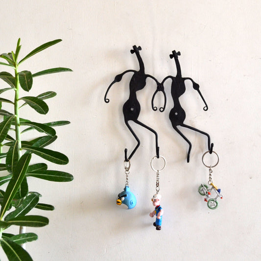 Wrought Iron 4 Hook Tribal key chain Holder