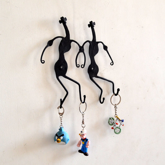 Wrought Iron 4 Hook Tribal key chain Holder