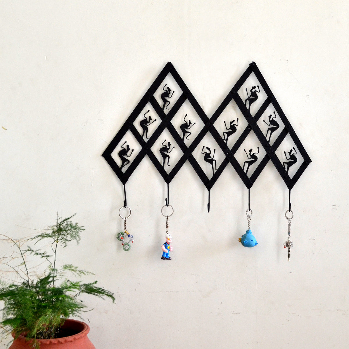 Wrought Iron 5 Hook Tribal key chain Holder